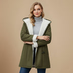 Thick Hooded Winter Coat Press Stud Closure Fashion Grand