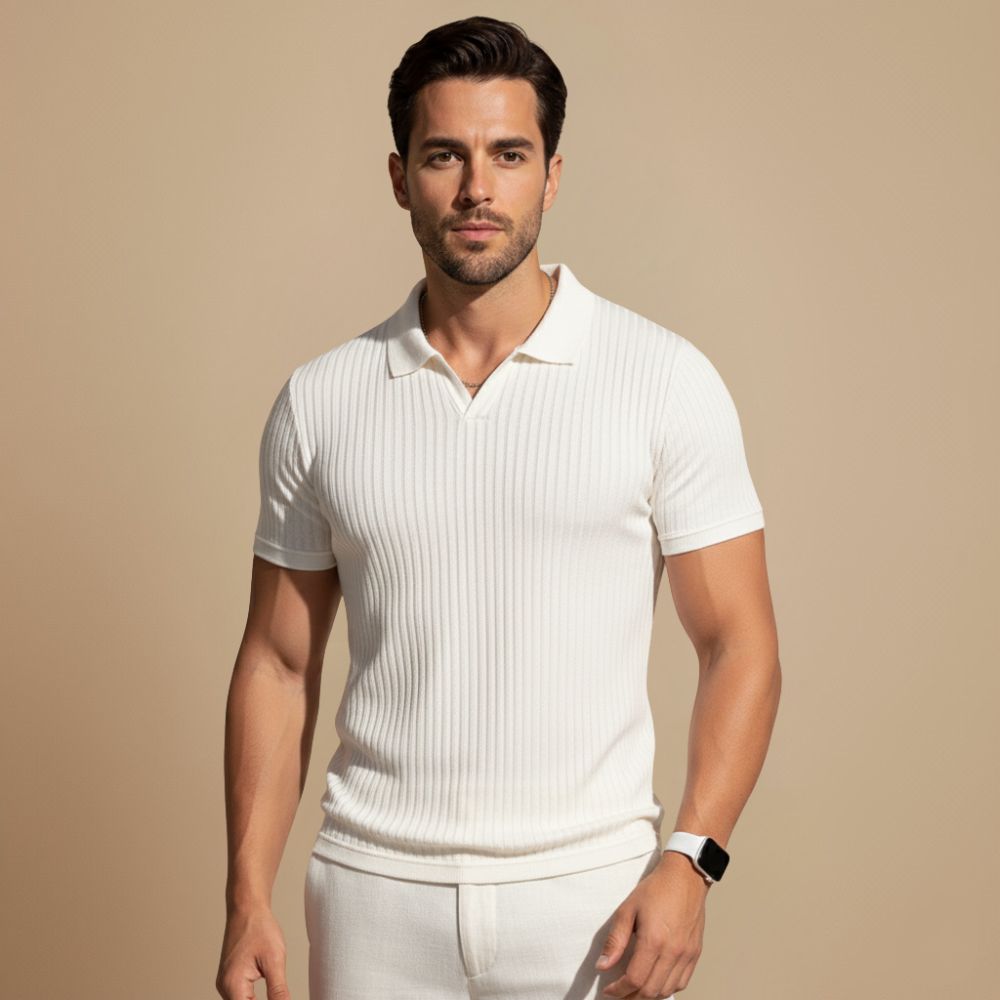 Slim Fit Plain Knit Short Sleeve T-Shirt for Men Fashion Grand