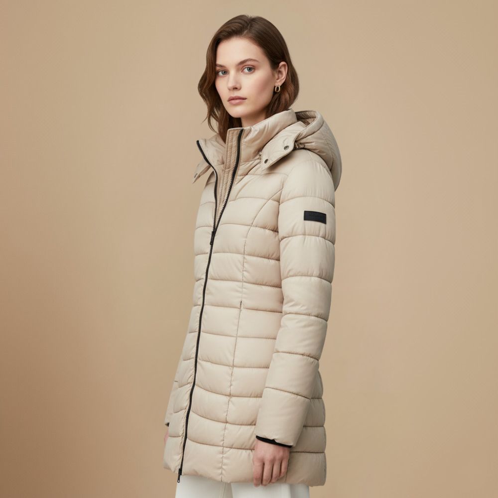 Warm Hooded Mid-Length Padded Winter Coat Fashion Grand