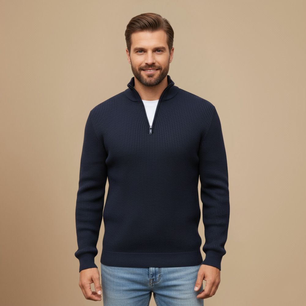 Men Zip Turtleneck Knitted Sweater Fashion Grand