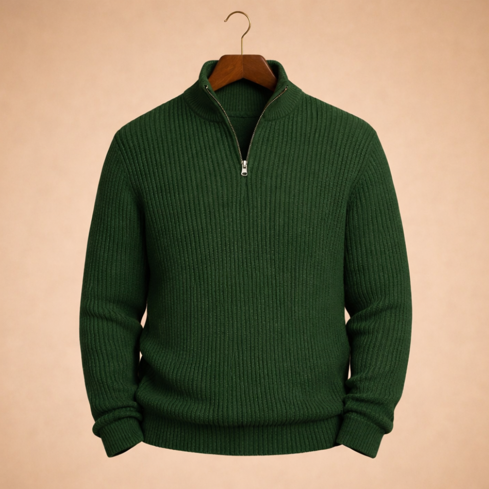Men's casual zip turtleneck knitted pullover jumper Fashion Grand