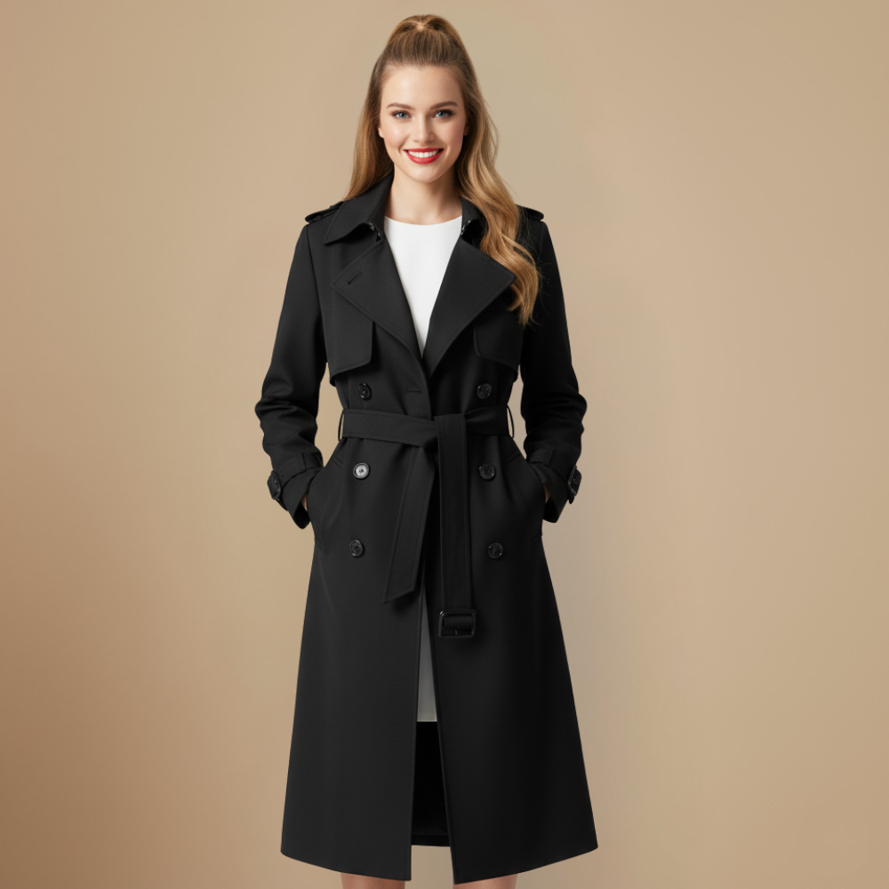 Elegant Women's Slim Fit Mid Length Trench Coat Fashion Grand