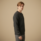 Men Relaxed Cable Knit Round Neck Sweater Fashion Grand
