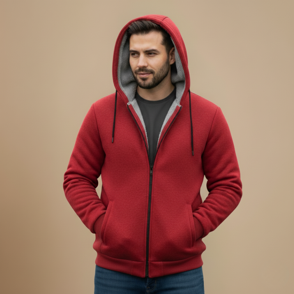 Fleece Lined Zip Hoodie For Men Fashion Grand