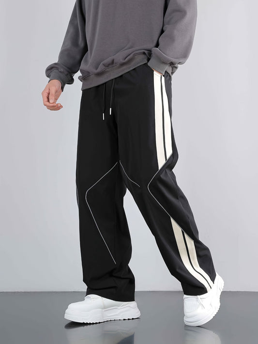 Men's Reflective Stripe Wide-Leg Casual Pants Fashion Grand