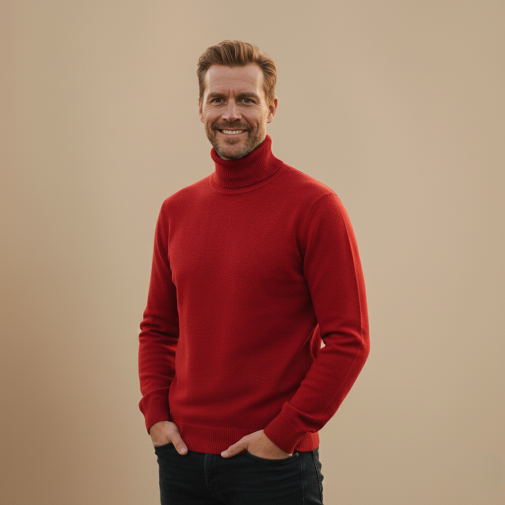 Heavyweight Solid Turtleneck Knit Pullover Sweater Fashion Grand