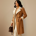 Long women's faux leather coat with fleece lining Fashion Grand