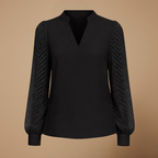 Women's v-neck long sleeve detail blouse Fashion Grand