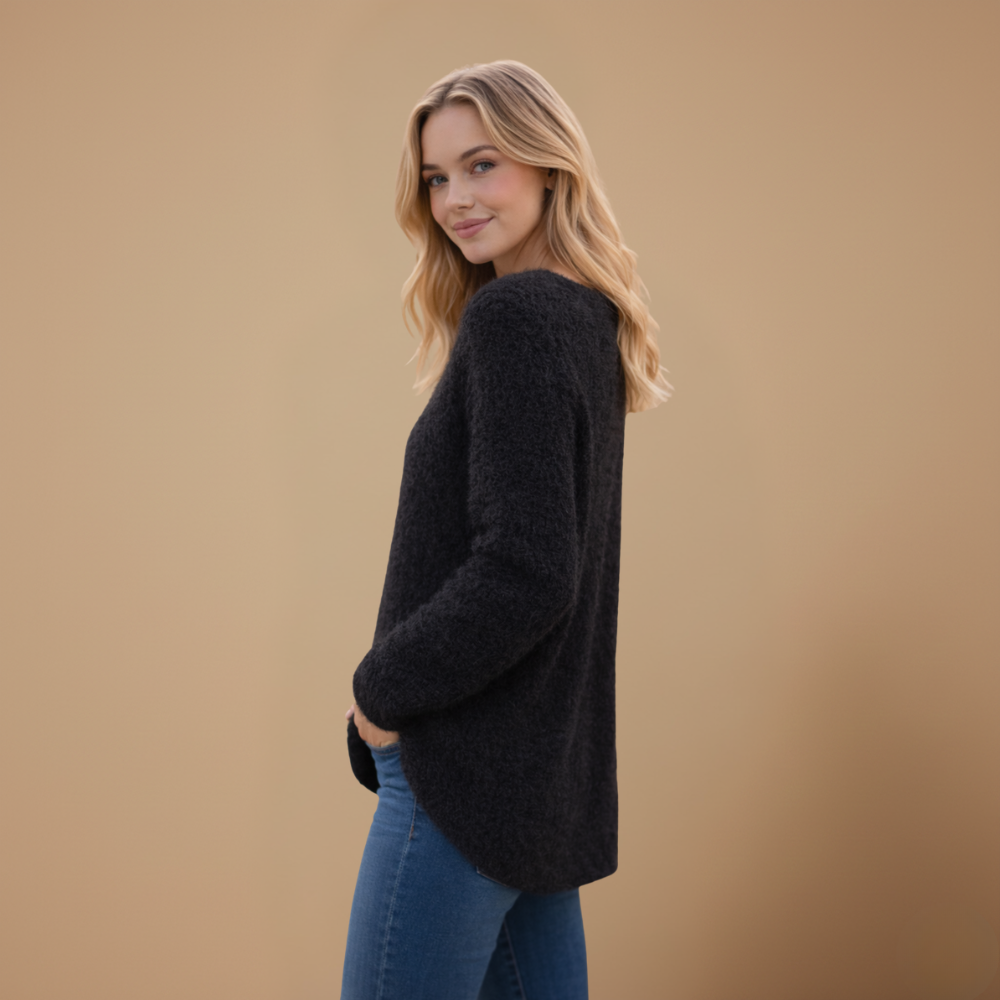 Women’s long loose o-neck pullover jumper Fashion Grand