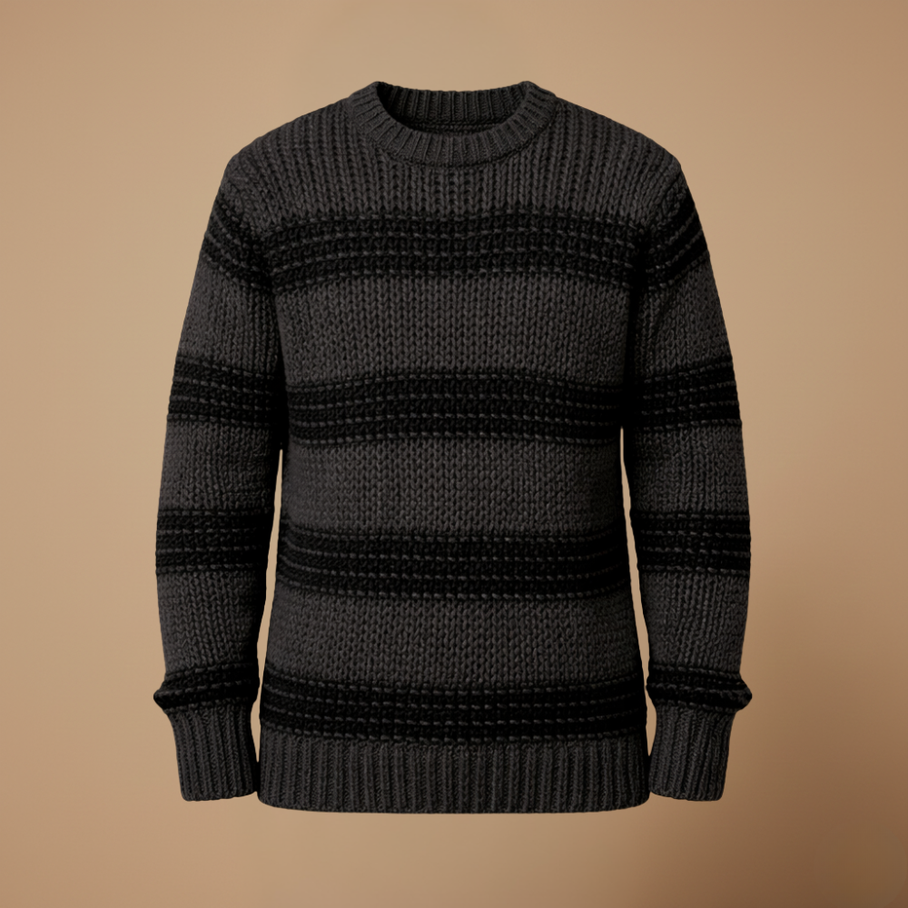 Men's striped crew neck stretch pullover sweater Fashion Grand