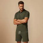 Men Summer Knit Polo Shorts Two Piece Set Fashion Grand
