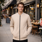 Men's Waffle Knit Full Zip Bomber Jacket Fashion Grand