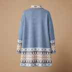 Women's open-front mid-length patterned cardigan Fashion Grand