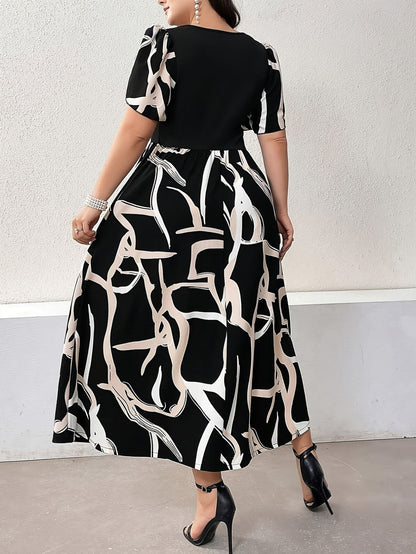 Geometric Print Summer Dress Fashion Grand