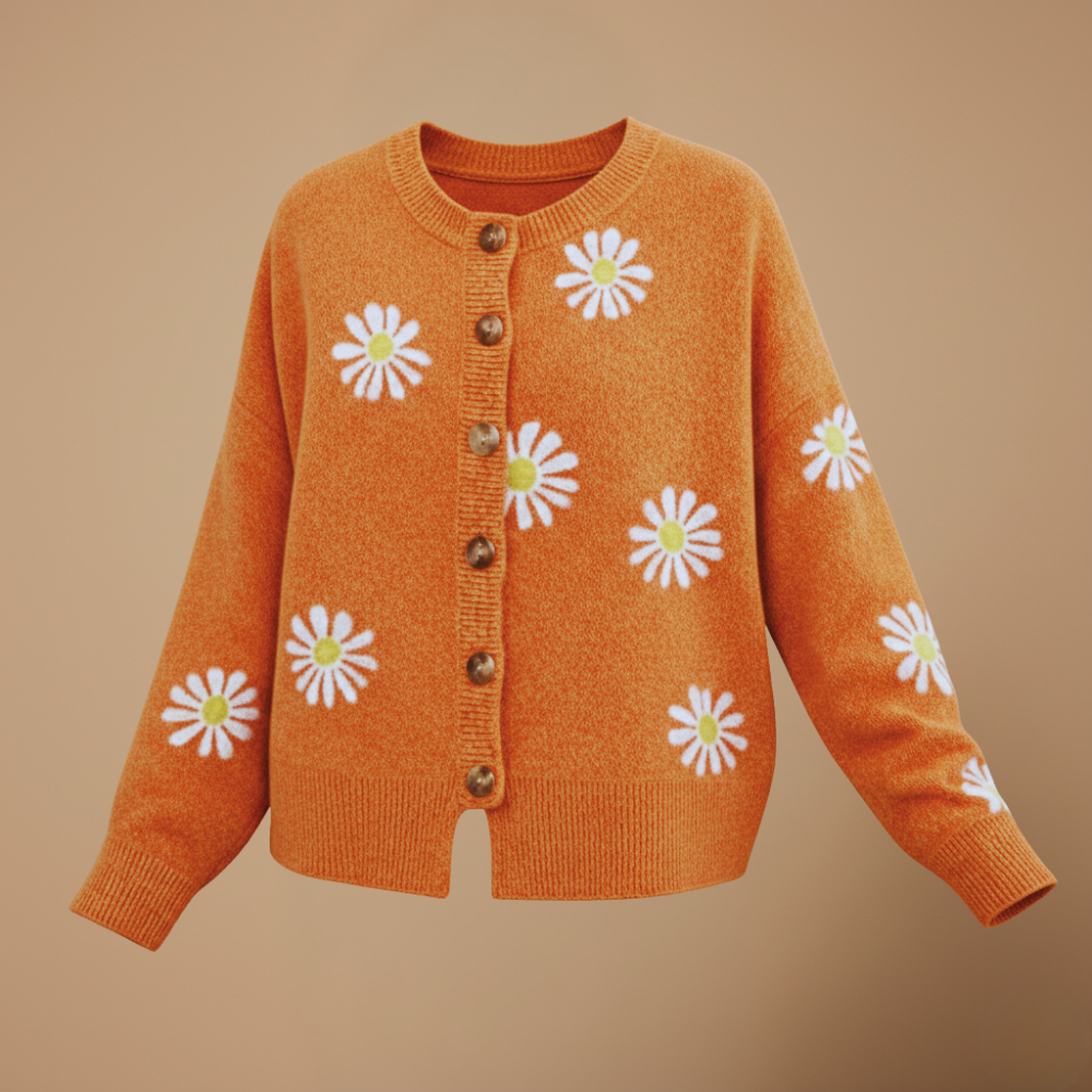 Women's floral embroidered button-up cardigan Fashion Grand