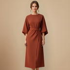 Elegant Minimalist Batwing Sleeve Round Neck Dress Fashion Grand