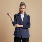 Wool Blend Double-Breasted Women's Blazer Fashion Grand