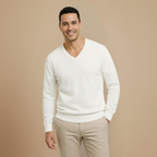 Men V-Neck Cotton Knit Sweater Fashion Grand