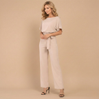 Women's casual relaxed fit wide leg jumpsuit with tie waist Fashion Grand