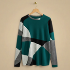 Women's loose sweater geometric patchwork design Fashion Grand