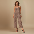 Women’s casual chic leopard print wide leg jumpsuit Fashion Grand