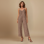 Women’s casual chic leopard print wide leg jumpsuit Fashion Grand