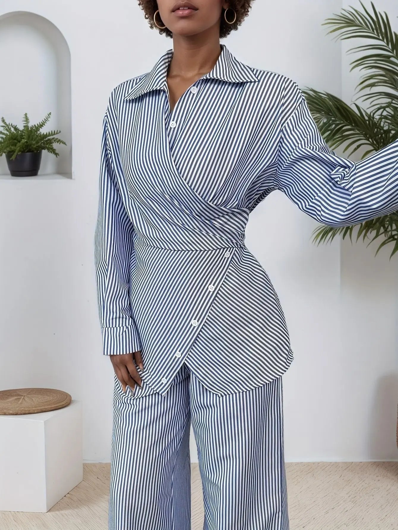 Striped Shirt and Pants Set – Elegant Fit Fashion Grand