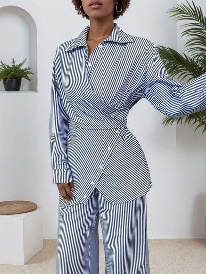 Striped Shirt and Pants Set – Elegant Fit Fashion Grand