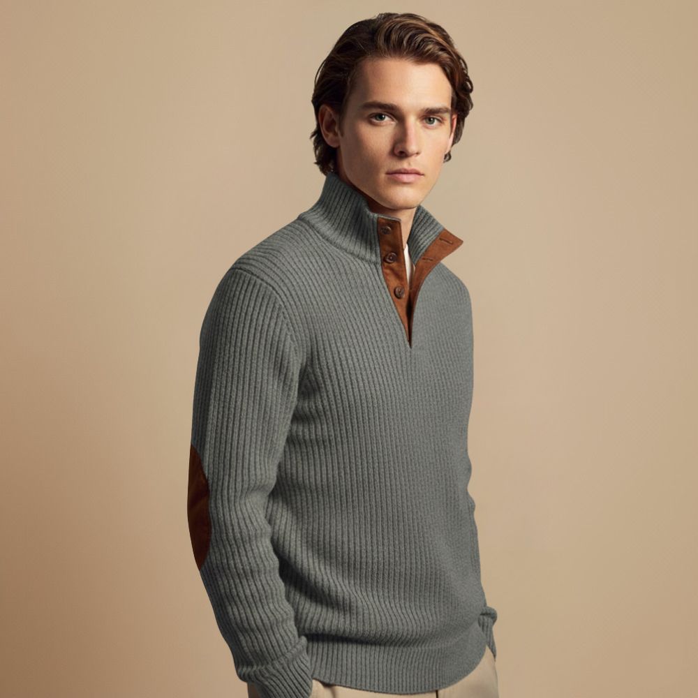 Corduroy Pullover Sweater Elbow Patches for Men Fashion Grand