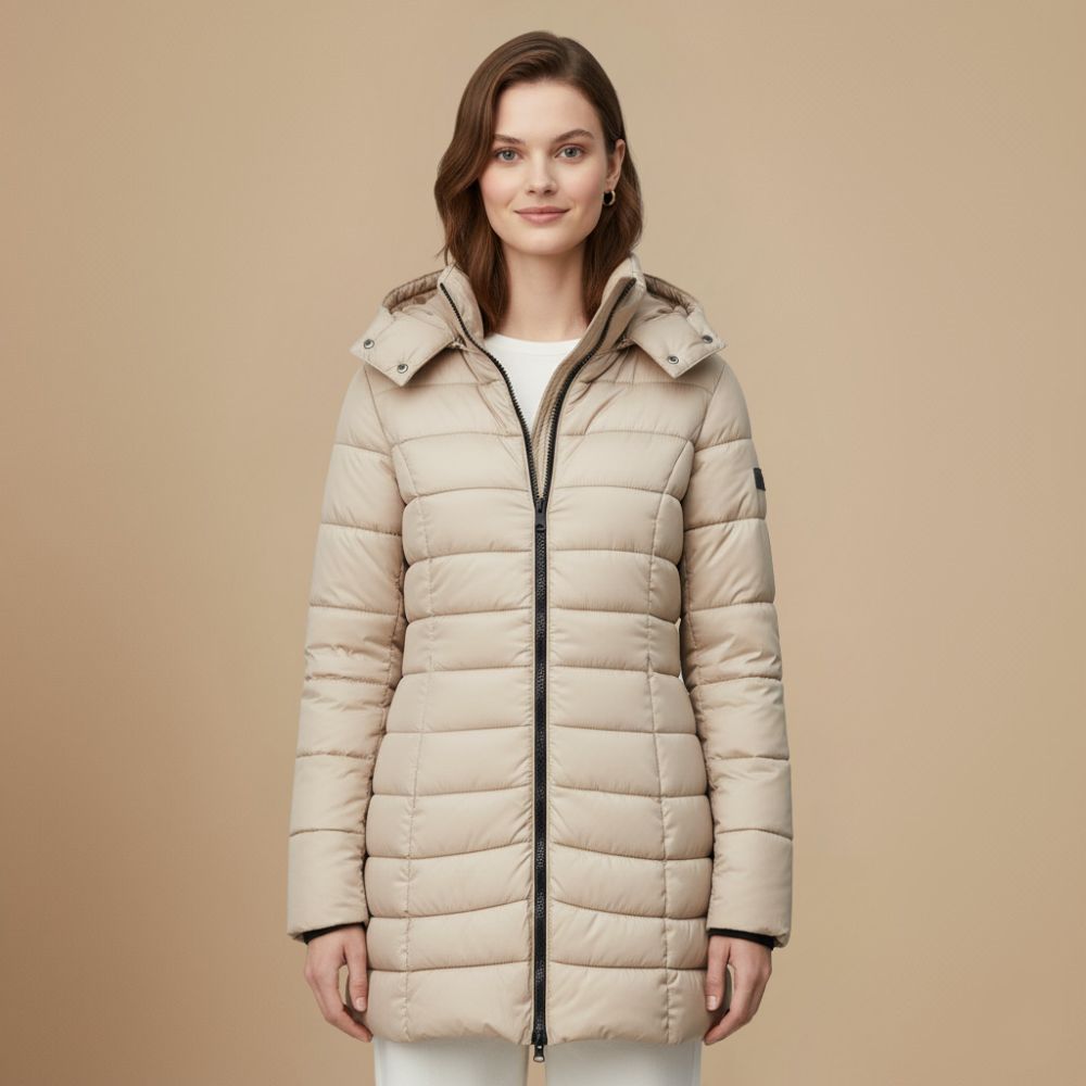 Warm Hooded Mid-Length Padded Winter Coat Fashion Grand