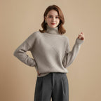 Women's Classic Wool Blend Turtleneck Jumper Fashion Grand