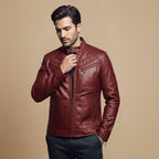 Slim Fit Zip-Up Motorcycle Jacket for Men Fashion Grand
