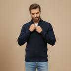Men Zip Turtleneck Knitted Sweater Fashion Grand