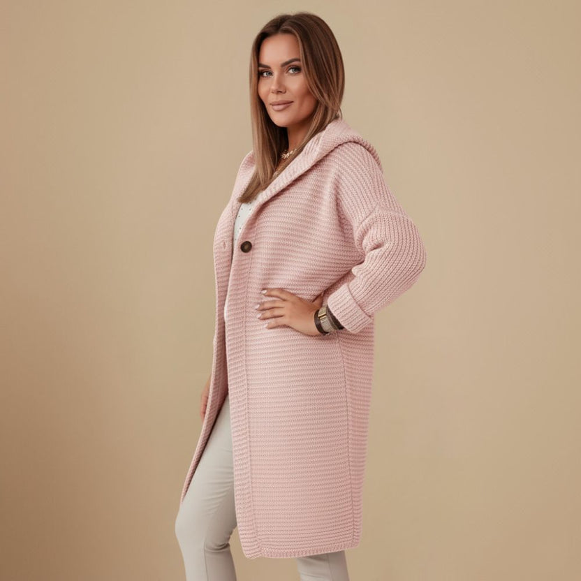 Knit Cardigan Hooded Button Closure for Women Fashion Grand