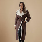 Simple Winter Faux Leather Double Collar Coat Fashion Grand