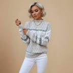 Winter Snowflake Mock Neck Jumper for Women Fashion Grand