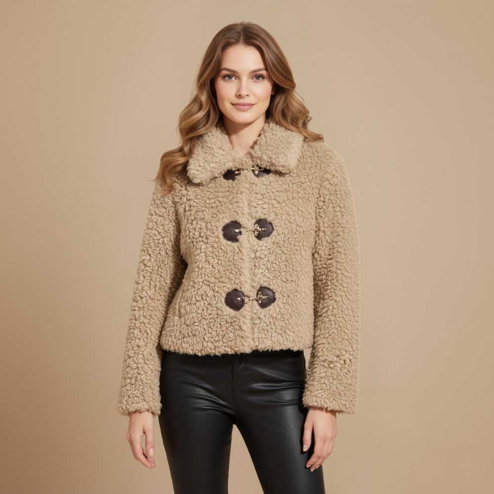Khaki Teddy Faux Fur Women's Winter Jacket Fashion Grand