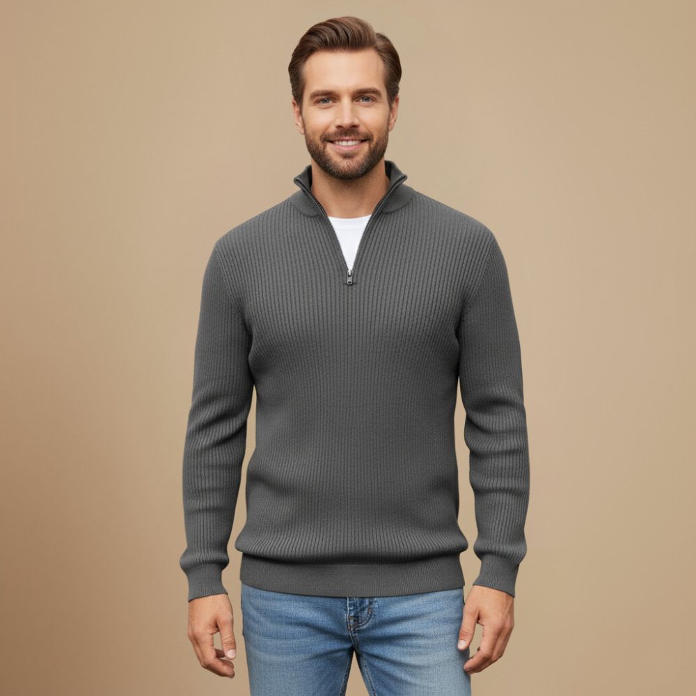 Men Zip Turtleneck Knitted Sweater Fashion Grand