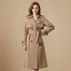 Elegant Women's Slim Fit Mid Length Trench Coat Fashion Grand
