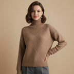 Women's Classic Wool Blend Turtleneck Jumper Fashion Grand
