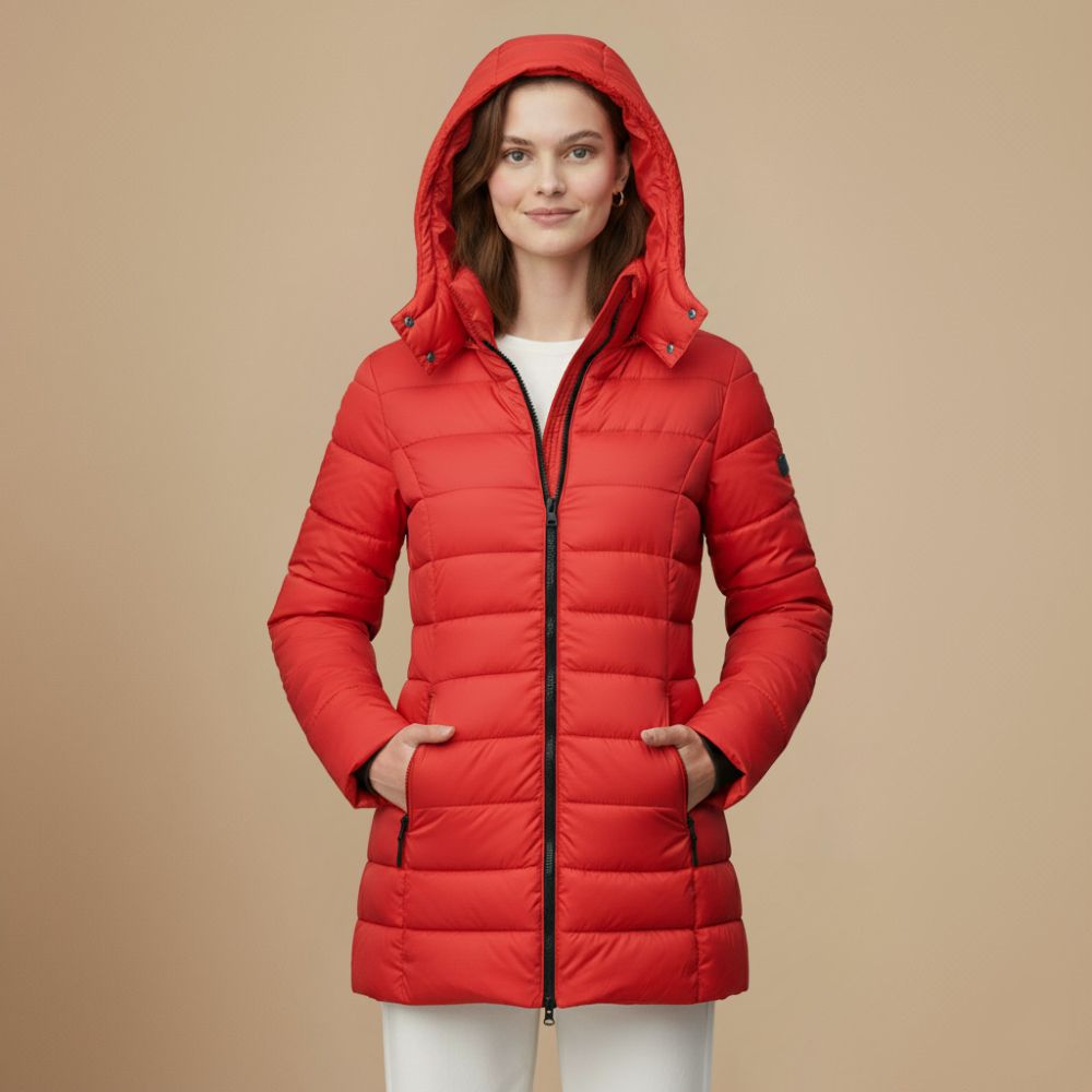 Warm Hooded Mid-Length Padded Winter Coat Fashion Grand