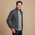 Thick Ribbed Knit Full Zip Sweater for Men Fashion Grand