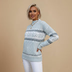 Winter Snowflake Mock Neck Jumper for Women Fashion Grand