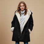 Thick Hooded Winter Coat Press Stud Closure Fashion Grand