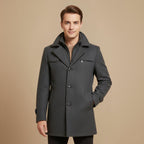 Tailored High Collar Wool Blend Winter Coat for Men Fashion Grand