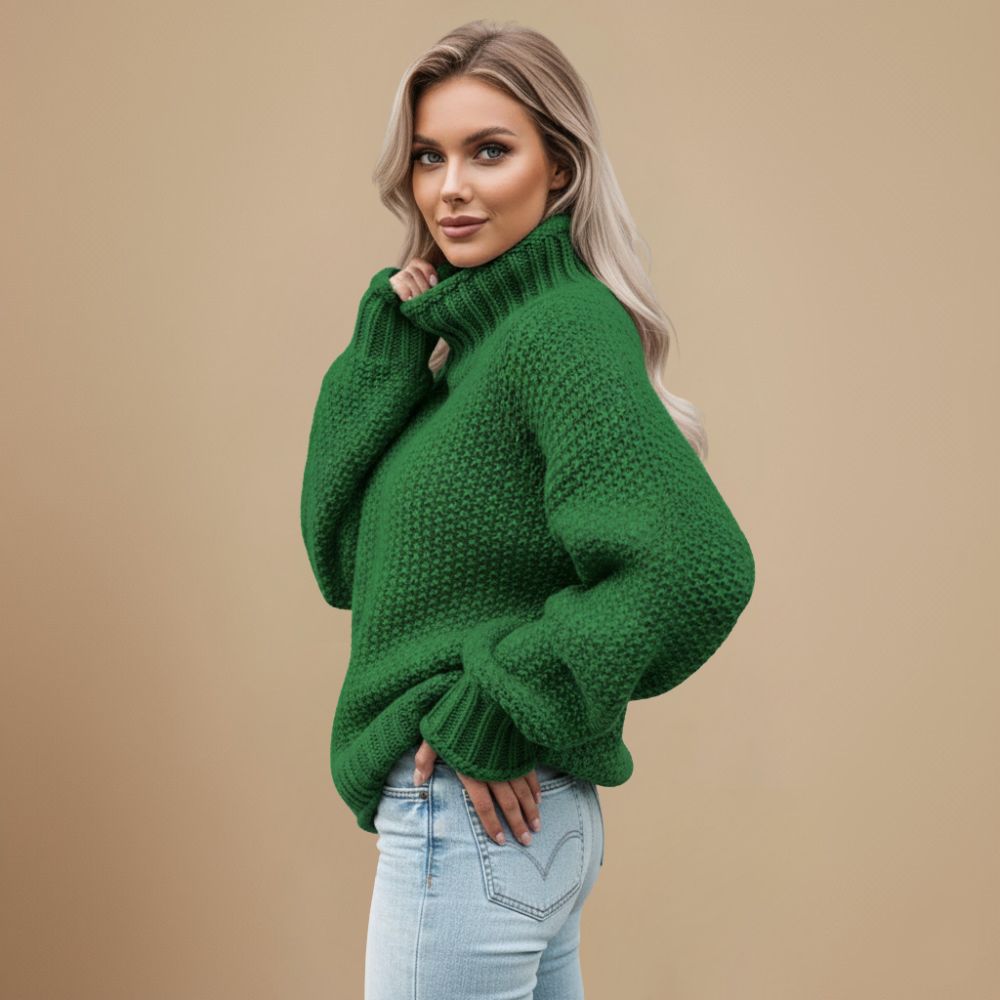 Chunky Knit High Neck Sweater Fashion Grand