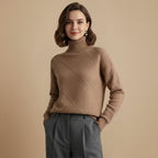 Women's Classic Wool Blend Turtleneck Jumper Fashion Grand