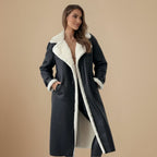 Simple Winter Faux Leather Double Collar Coat Fashion Grand