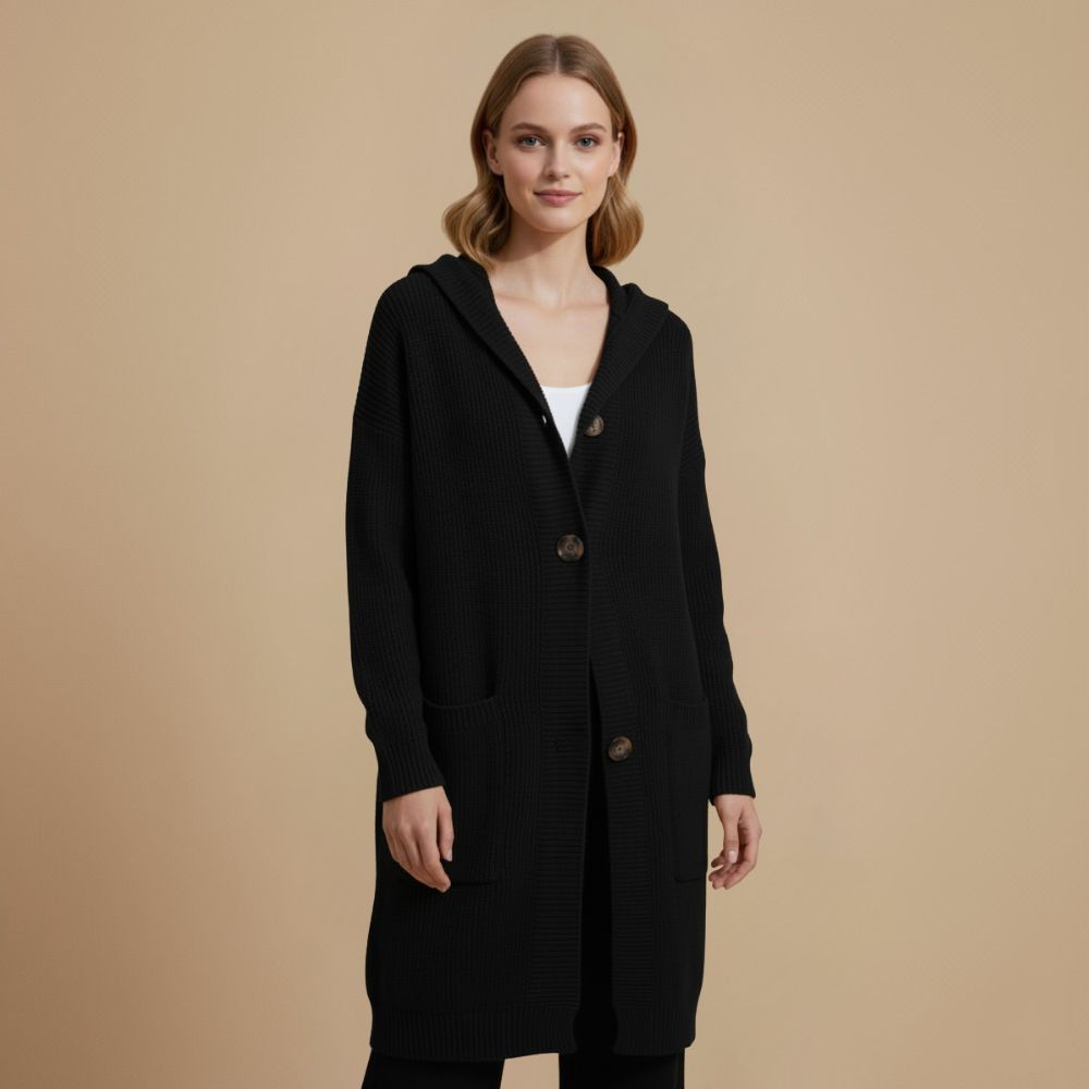 Cardigan coat long hooded single breasted Fashion Grand