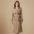 Elegant Women's Slim Fit Mid Length Trench Coat Fashion Grand